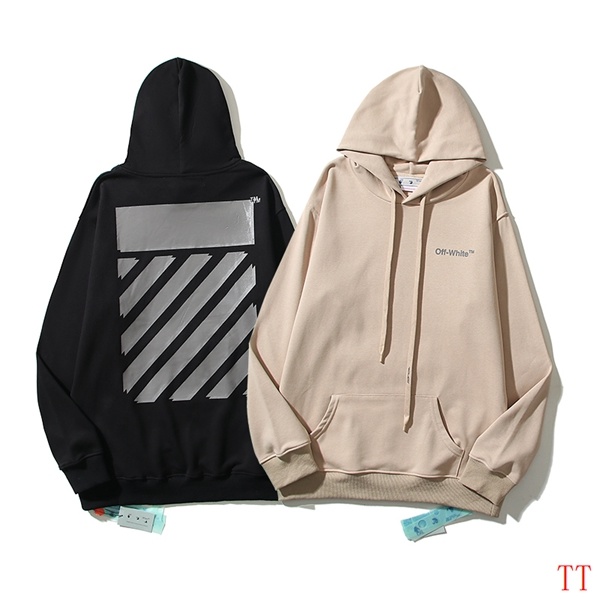 Off-White hooded sweatshirt with diagonal stripe print - Black, Beige