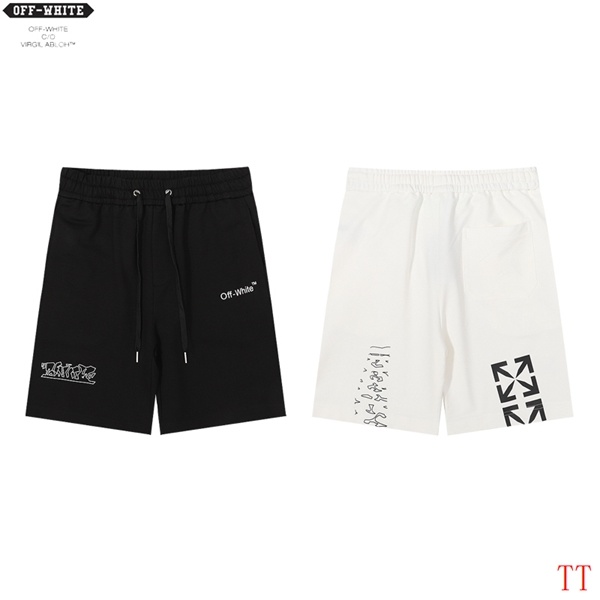 Off-White printed drawstring shorts in black and white