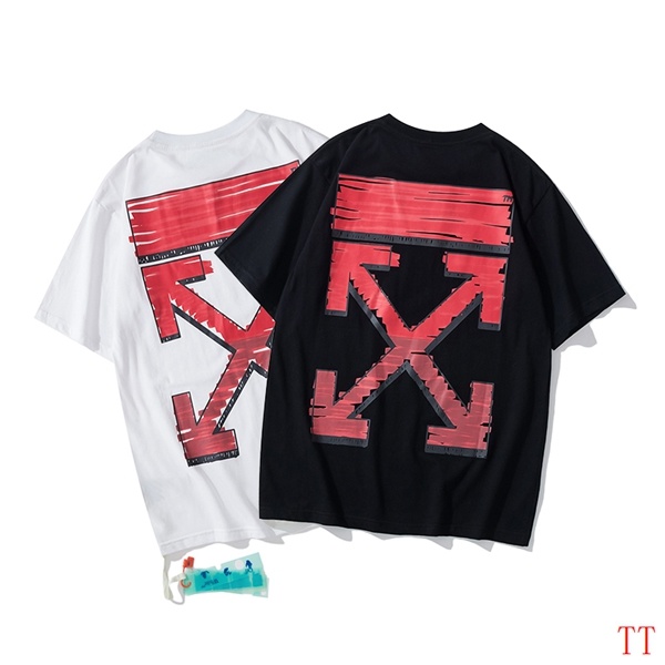 Off-White Short-Sleeve T-Shirt in White and Black with Red Arrow Print