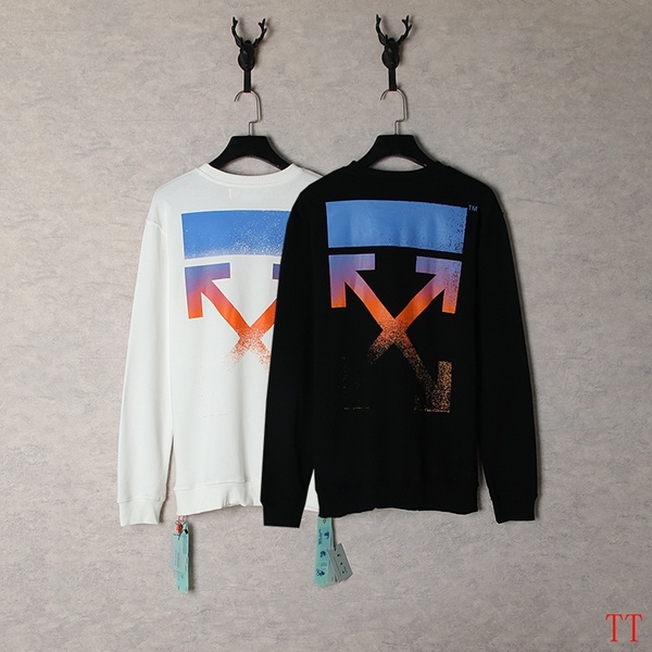 Off-White long-sleeve crewneck sweatshirt in white and black with gradient arrow print