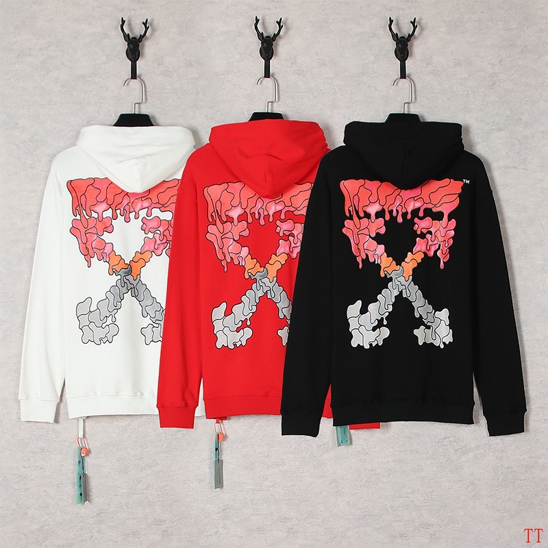Hooded sweatshirt with melting crossbones print in White, Red, Black