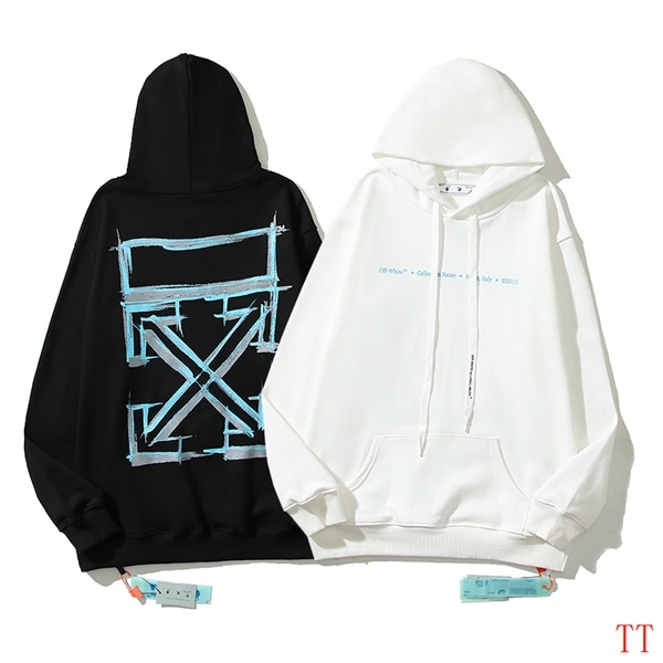 Off-White hooded sweatshirt with blue arrow print - Black, White
