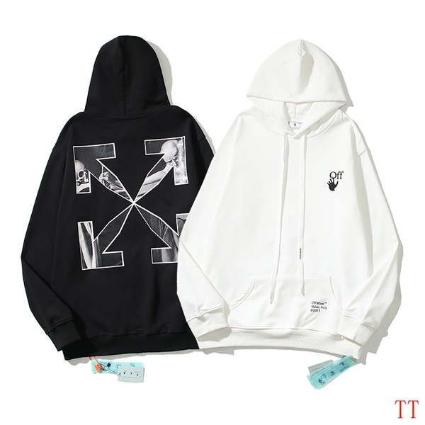 Off-White hooded sweatshirt with diagonal arrow print - Black, White