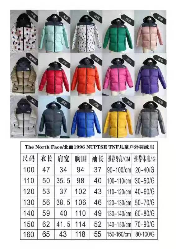 The North Face 1996 Nuptse children's puffer jacket in multiple colors