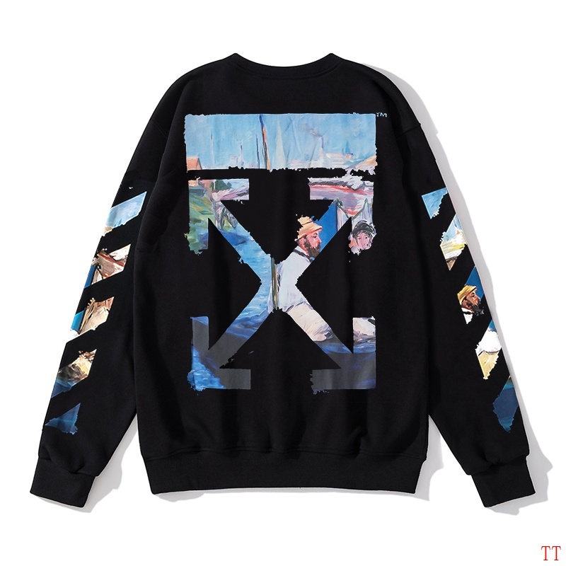 Off-White crewneck sweatshirt with油画 print in black and white