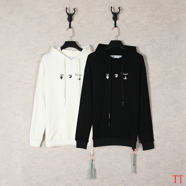 Hooded sweatshirt with small front graphic and large back print, White/Black