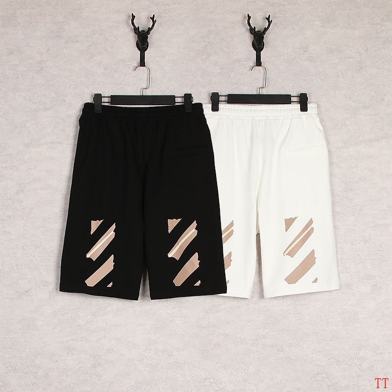 Off-White Diagonal Stripe Print Shorts - Black, White
