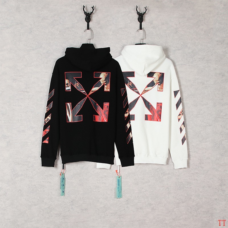 Off-White hooded sweatshirt with diagonal arrow print - Black, White